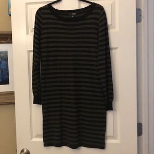 Black and green striped sweater dress